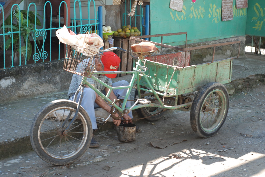 Like its rider, this bike is old and tough as nails.